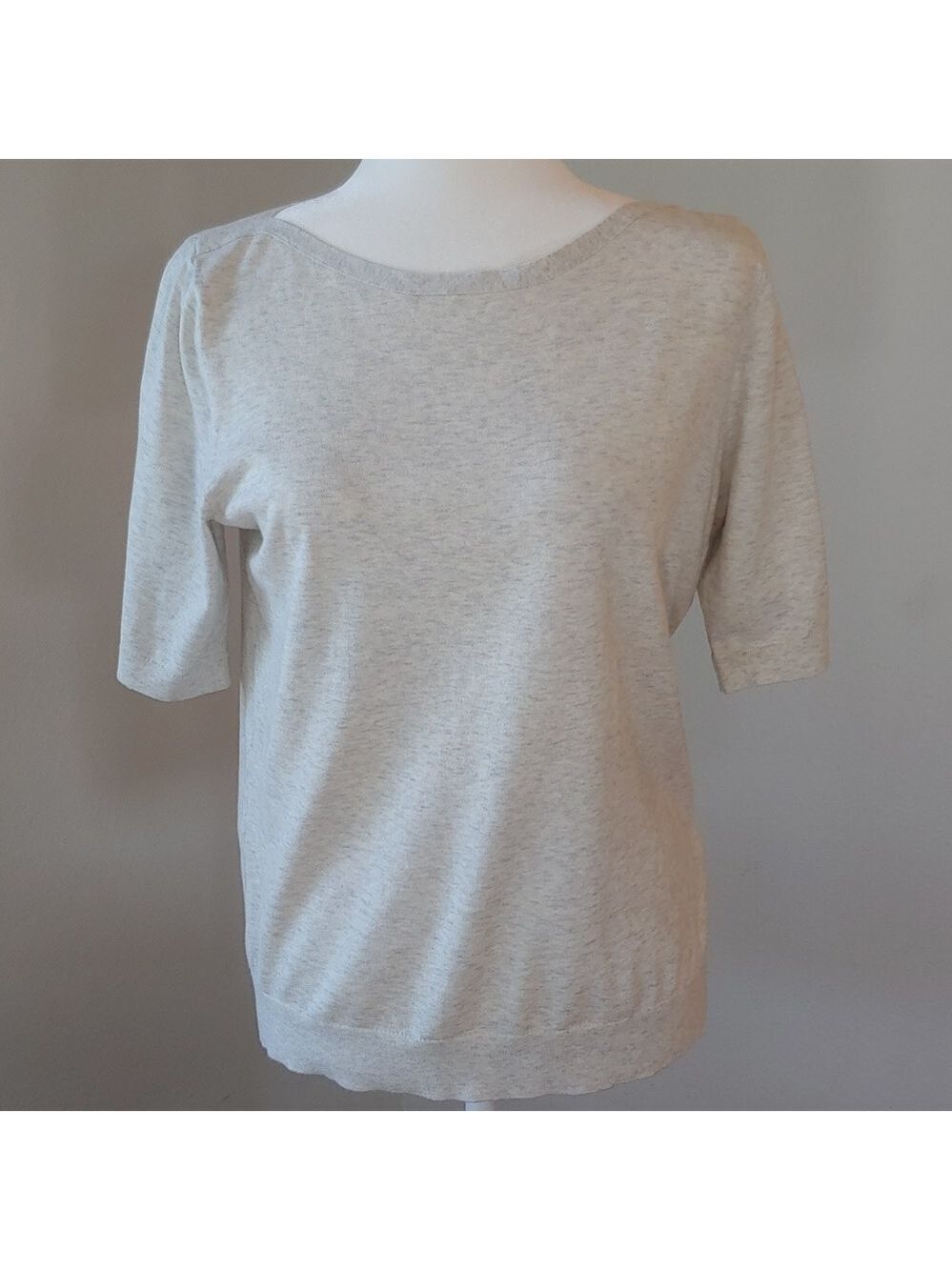 Banana Republic Women's Boatneck Cotton Stretch Knit Top Light Gray in Medium